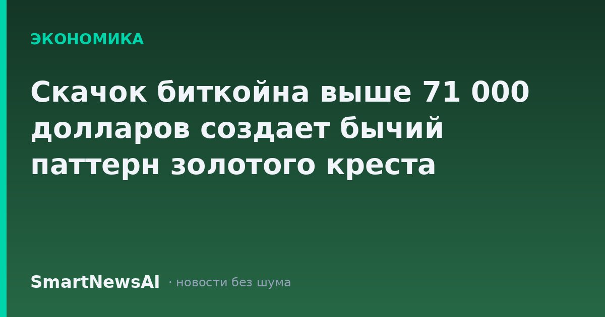 Скачок биткойна выше 71 000 долларов создает бычий паттерн золотого креста