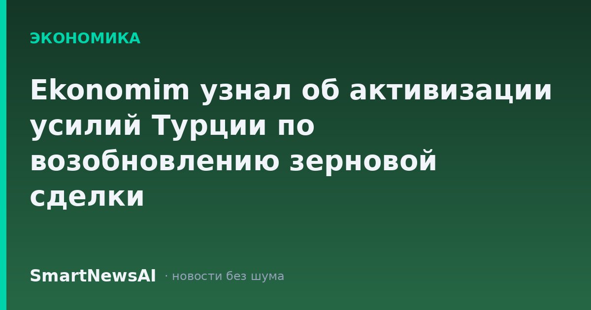 Ekonomim узнал об активизации усилий Турции по возобновлению зерновой сделки
