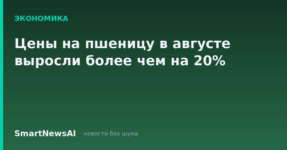 Цены на пшеницу в августе выросли более чем на 20%