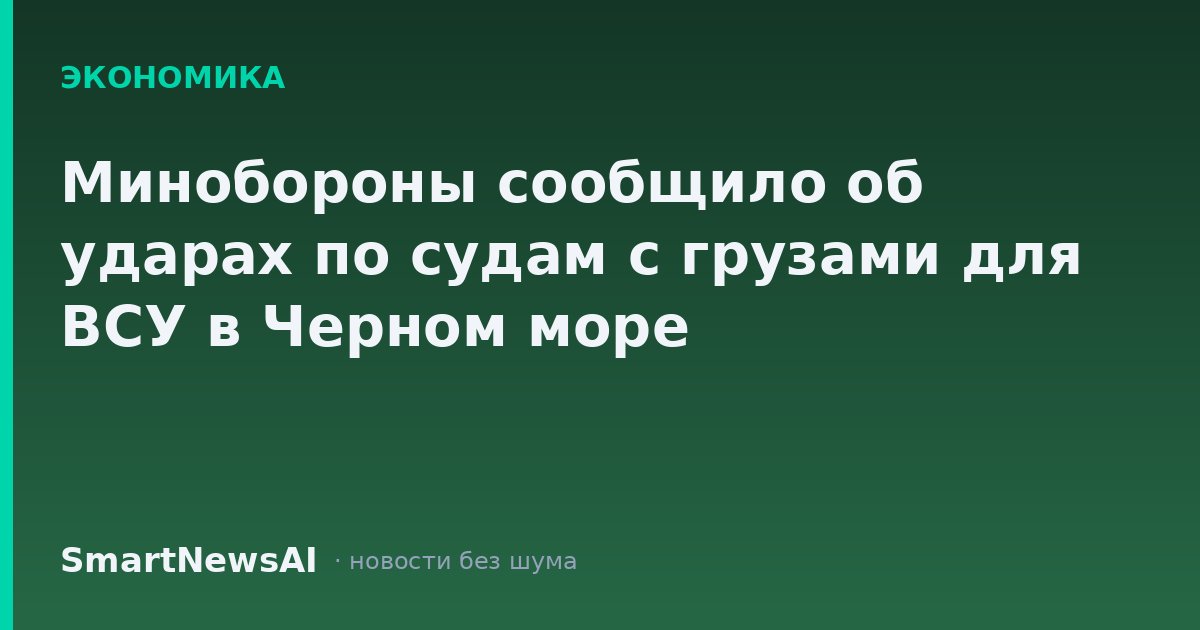 Минобороны сообщило об ударах по судам с грузами для ВСУ в Черном море