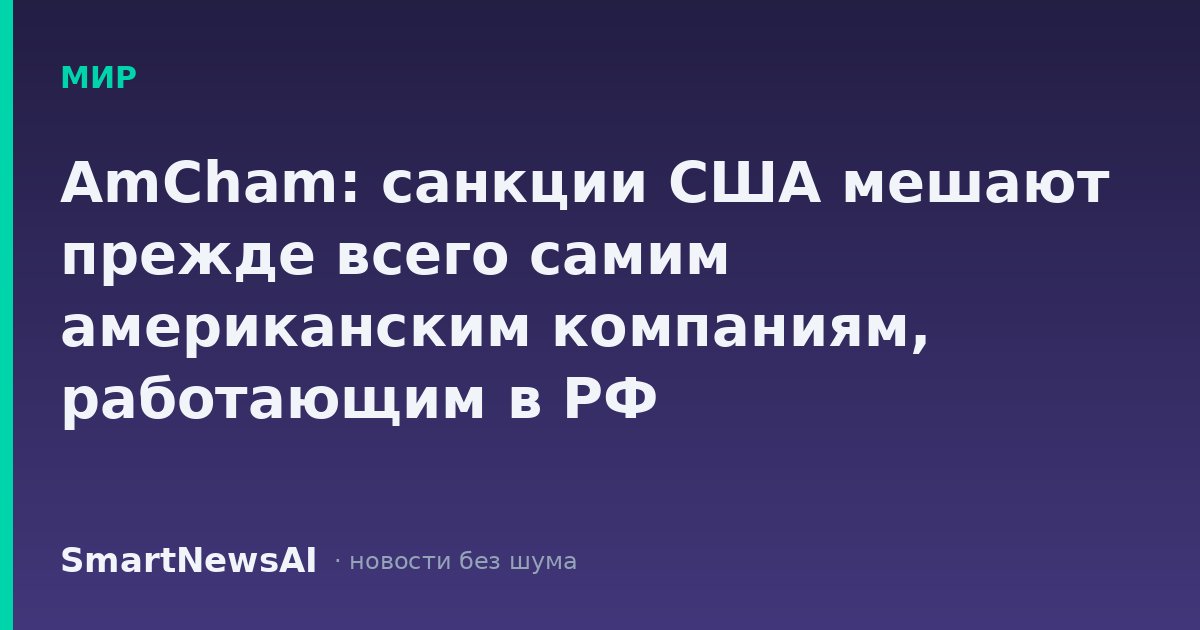 AmCham: санкции США мешают прежде всего самим американским компаниям, работающим в РФ