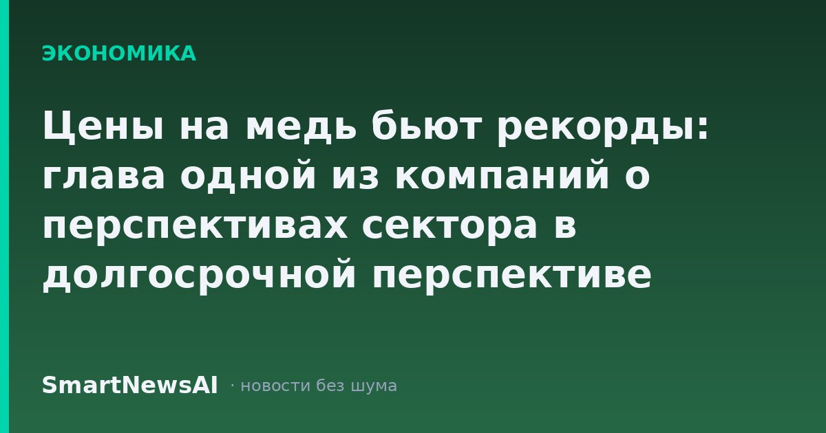 Цены на медь бьют рекорды: глава одной из компаний о перспективах сектора в долгосрочной перспективе