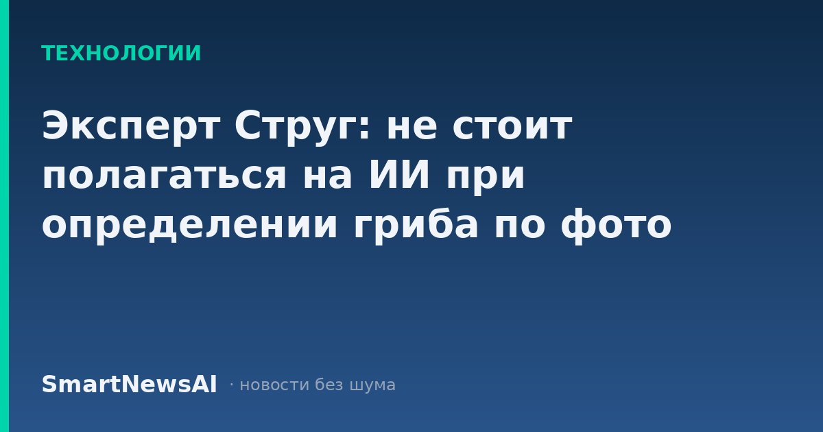 Эксперт Струг: не стоит полагаться на ИИ при определении гриба по фото