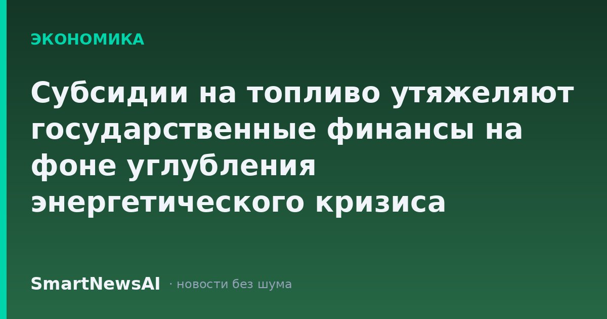 Субсидии на топливо утяжеляют государственные финансы на фоне углубления энергетического кризиса