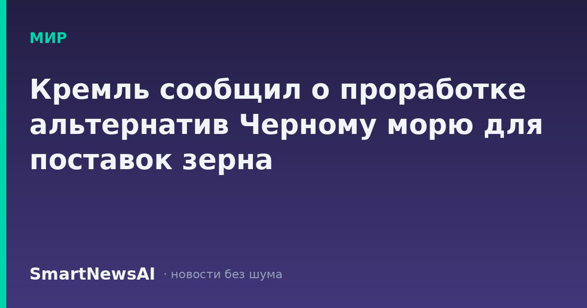 Кремль сообщил о проработке альтернатив Черному морю для поставок зерна