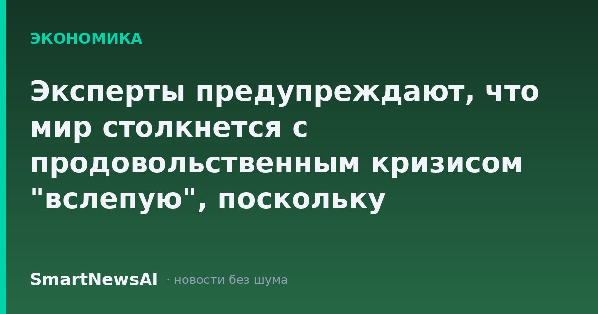 Эксперты предупреждают, что мир столкнется с продовольственным кризисом "вслепую", поскольку сокращение помощи США негативно скажется на продовольственном агентстве ООН