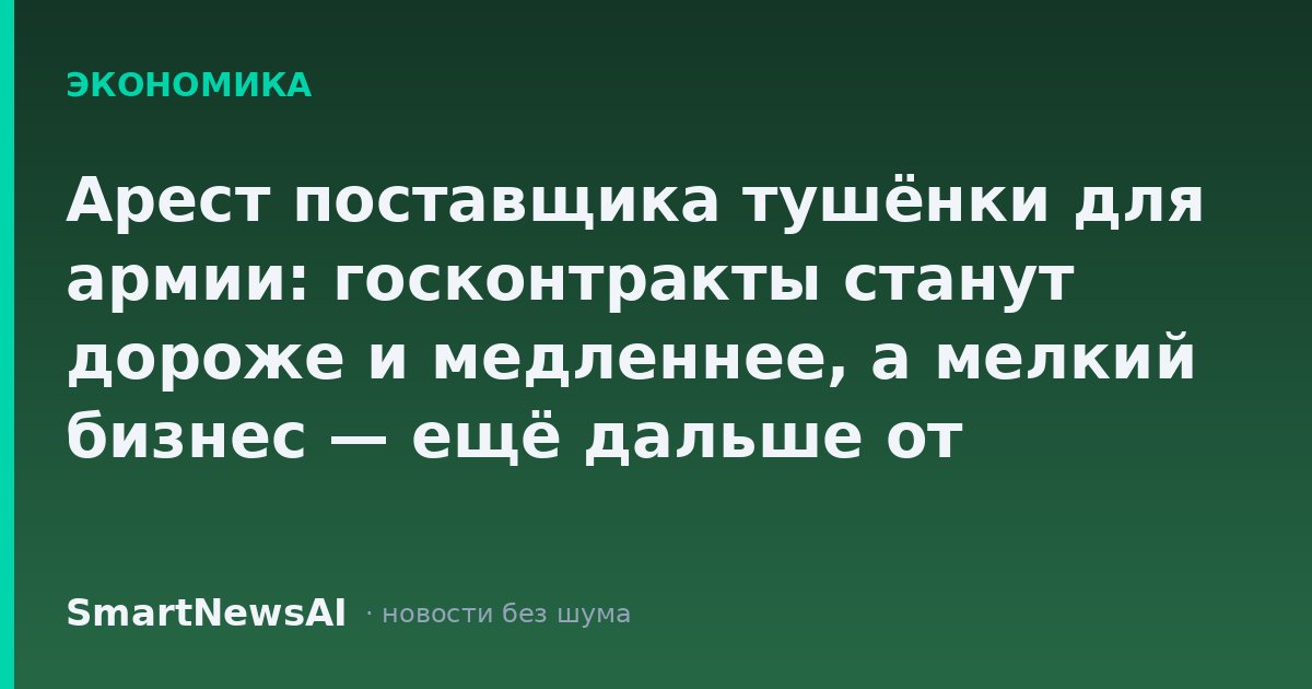 Арест поставщика тушёнки для армии: госконтракты станут дороже и медленнее, а мелкий бизнес — ещё дальше от бюджетных денег