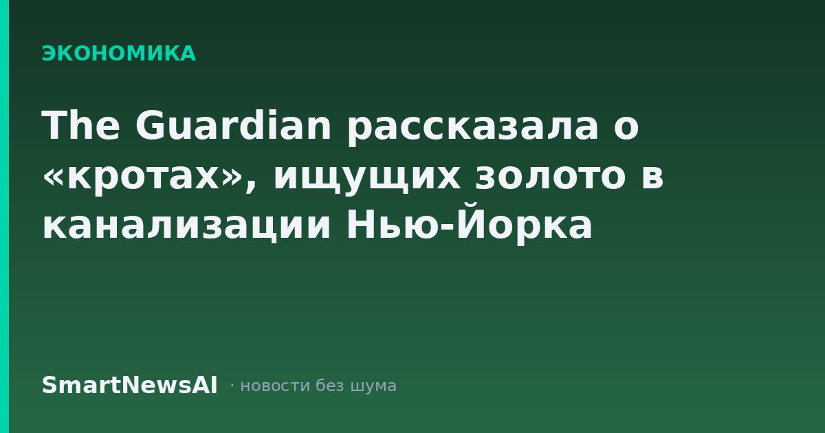 The Guardian рассказала о «кротах», ищущих золото в канализации Нью-Йорка