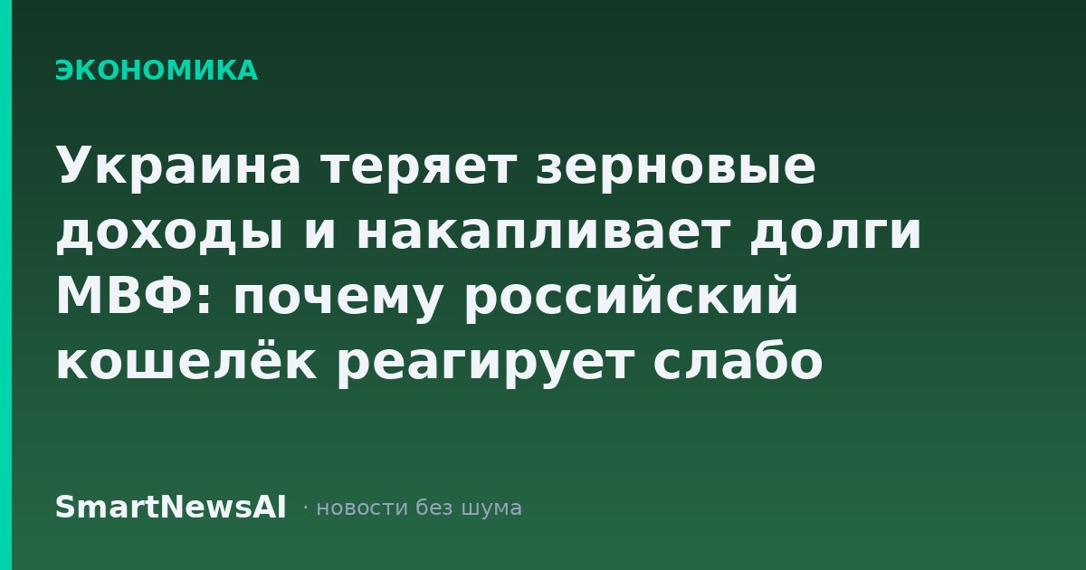 Украина теряет зерновые доходы и накапливает долги МВФ: почему российский кошелёк реагирует слабо