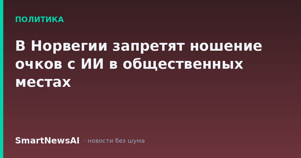 В Норвегии запретят ношение очков с ИИ в общественных местах