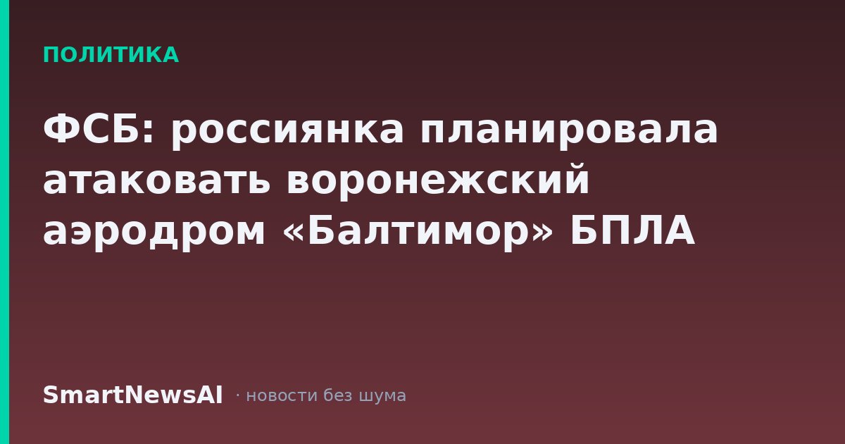 ФСБ: россиянка планировала атаковать воронежский аэродром «Балтимор» БПЛА