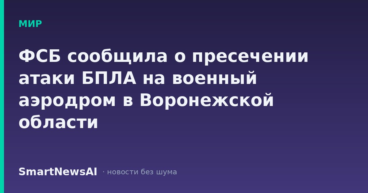 ФСБ сообщила о пресечении атаки БПЛА на военный аэродром в Воронежской области