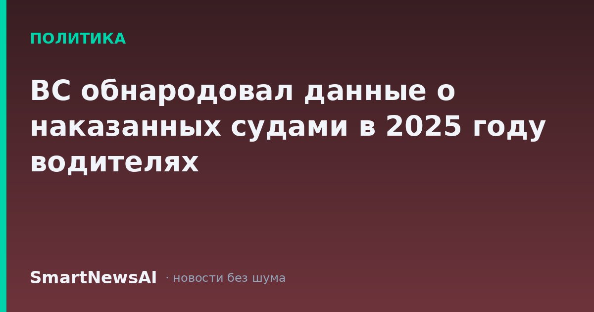 ВС обнародовал данные о наказанных судами в 2025 году водителях