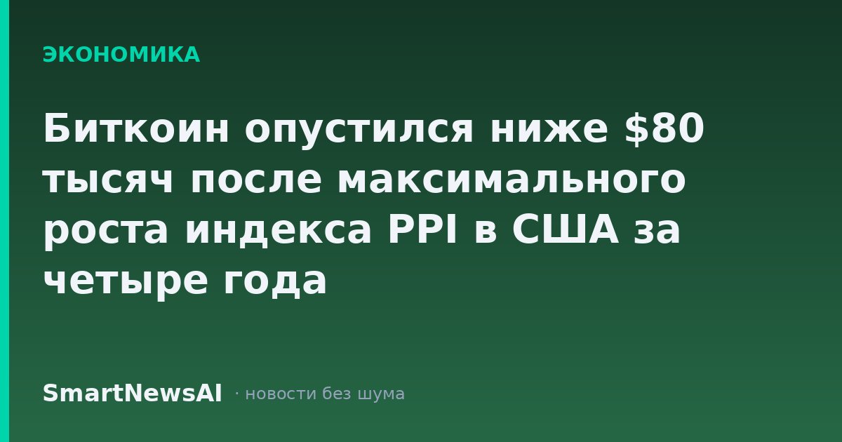 Биткоин опустился ниже $80 тысяч после максимального роста индекса PPI в США за четыре года