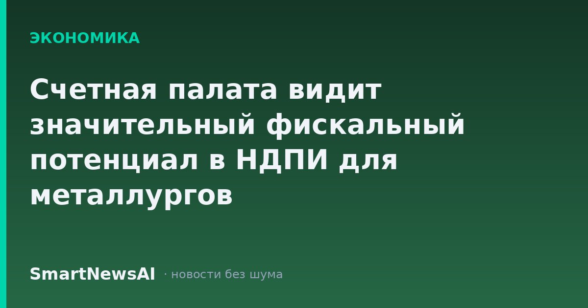Счетная палата видит значительный фискальный потенциал в НДПИ для металлургов